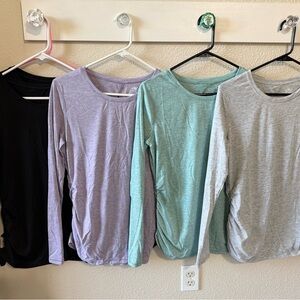 Women's Long Sleeve Athletic Works Tops- S - 2-Black, 1-Purple, 1-Green, 1-Gray